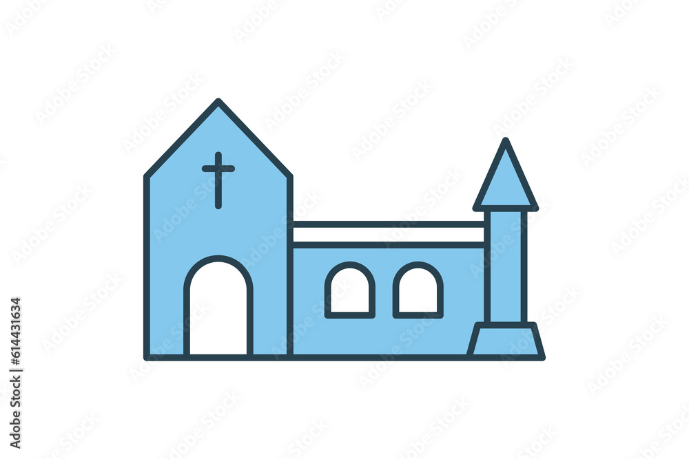 Church building icon. Icon related to monastery, religion, building. Flat line icon style design. Simple vector design editable Church building icon. Icon related to monastery, religion, building. Flat line icon style design. Simple vector design editable