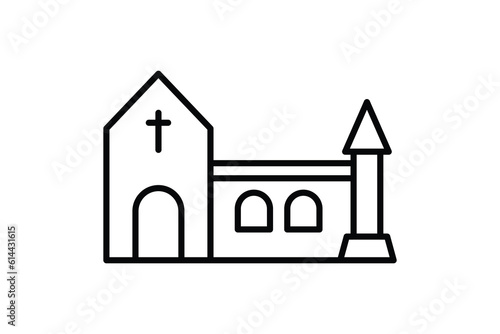 Church building icon. Icon related to monastery, religion, building. Line icon style design. Simple vector design editable