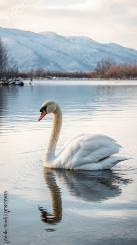 Swan on the lake  Ai generated 