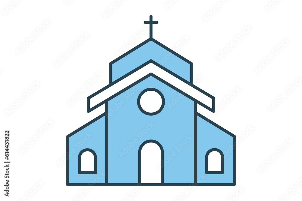 Church building icon. Icon related to religion, building. Flat line icon style design. Simple vector design editable