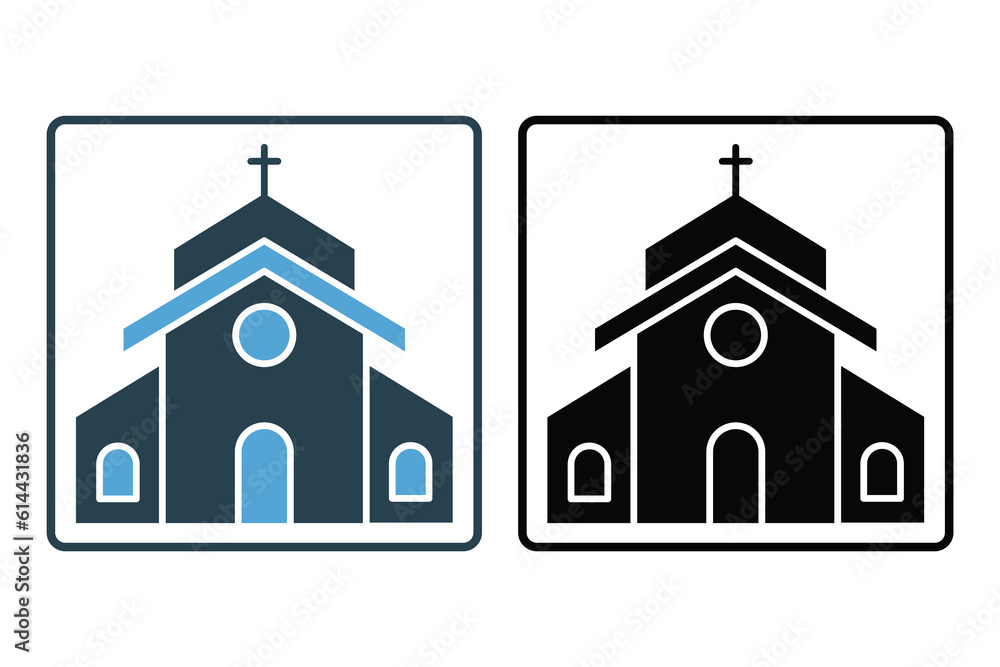 Church building icon. Icon related to religion, building. Solid icon style design. Simple vector design editable