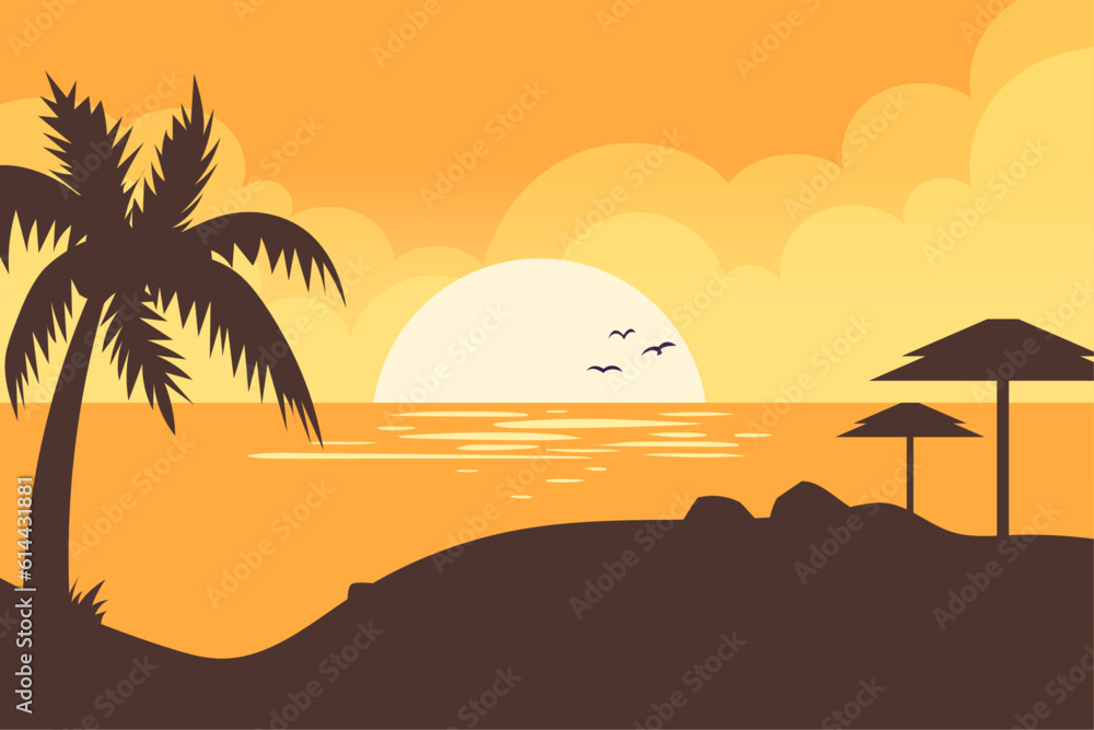 gradient summer beach sunset landscape background