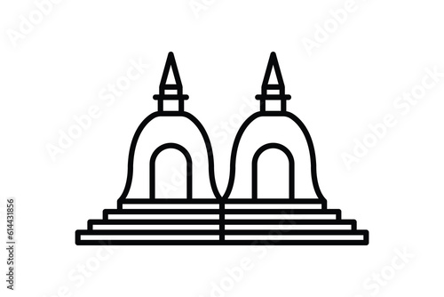 hindu temple icon. Icon related to religion, building. Line icon style design. Simple vector design editable © sobahus surur