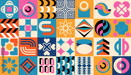Brutal contemporary figure star spiral flower and other primitive elements. trendy modern graphic element vector set
