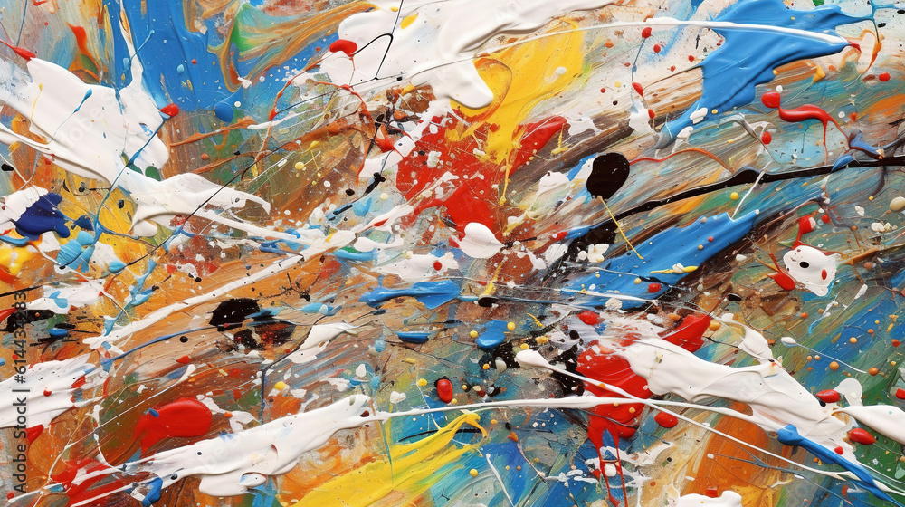 Fototapeta premium Abstract energetic, expressive splashes and drips of paint