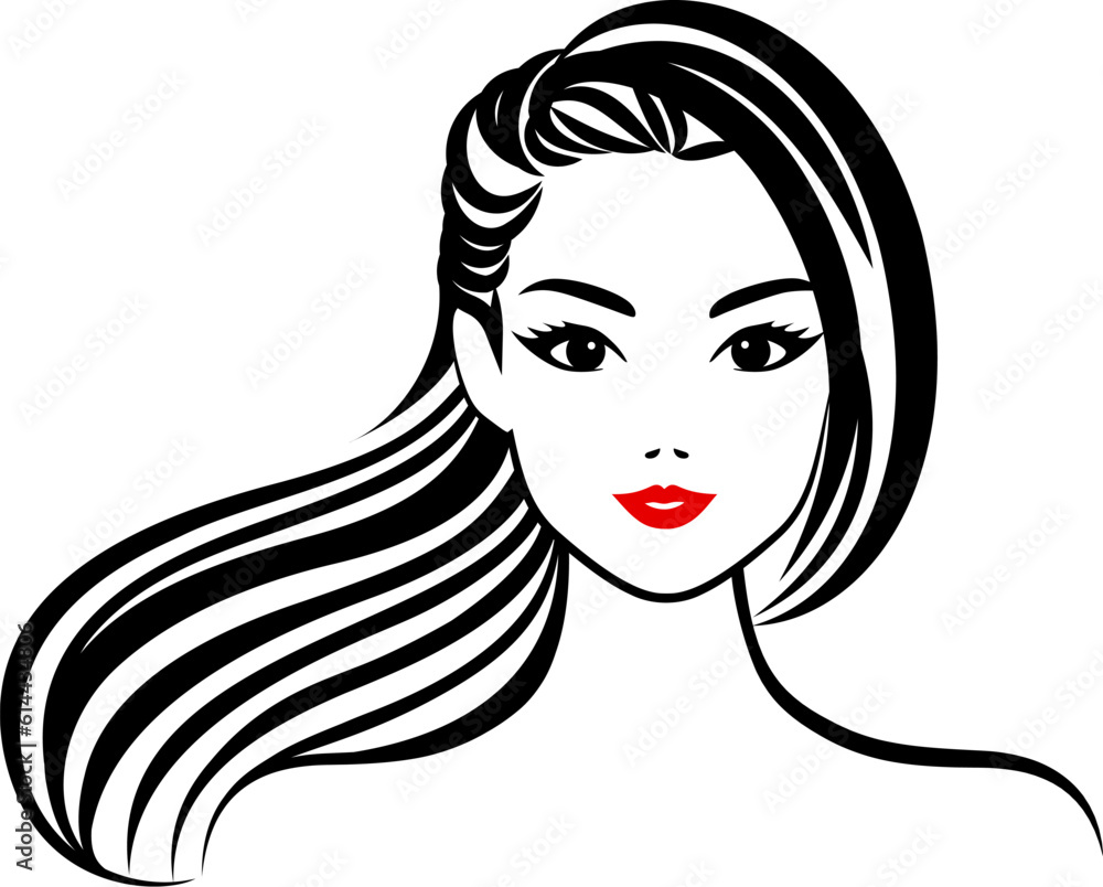 Woman face and hair style vector silhouette. Female beauty profile. Illustration. Woman face and hair style vector silhouette. Female beauty profile. Illustration.