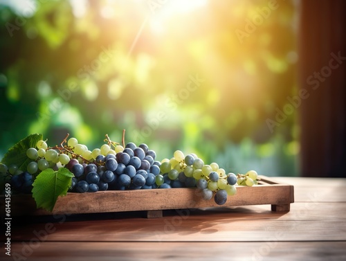 Grapes on a Wooden Table.