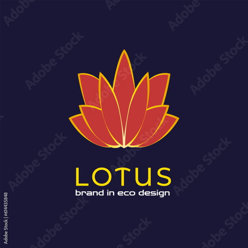 Blossom lily lotus symbol on dark background. Flower beauty template logo modern design. Vector illustration