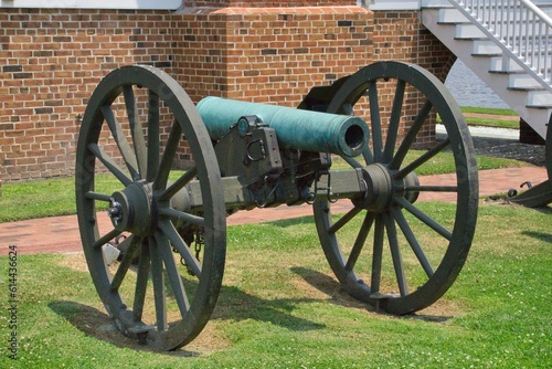 Old civil war cannon displayed on the waterfront of Edenton North Carolina.