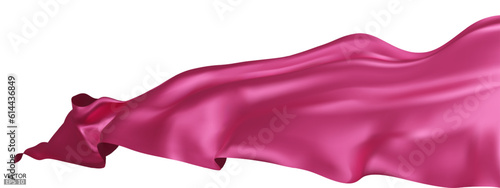 Flying pink silk textile fabric flag background. Smooth elegant pink Satin Isolated on white Background for grand opening ceremony. Pink curtain. 3d vector illustration