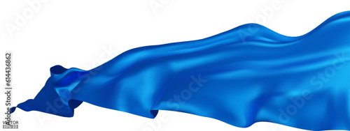 Flying blue silk textile fabric flag background. Smooth elegant blue Satin Isolated on white Background for grand opening ceremony. Blue curtain. 3d vector illustration