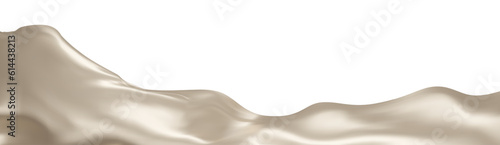 Beige silk textile fabric flag background with copy space. Smooth elegant cream Satin for grand opening ceremony. Beige curtain. 3d vector illustration.