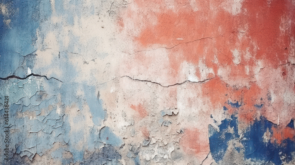 Tonal painted concrete wall with light red and dark blue backdrop Tonal painted concrete wall with light red and dark blue backdrop