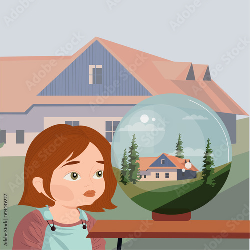 Refugees, migrants, leave the house, the girl and the house