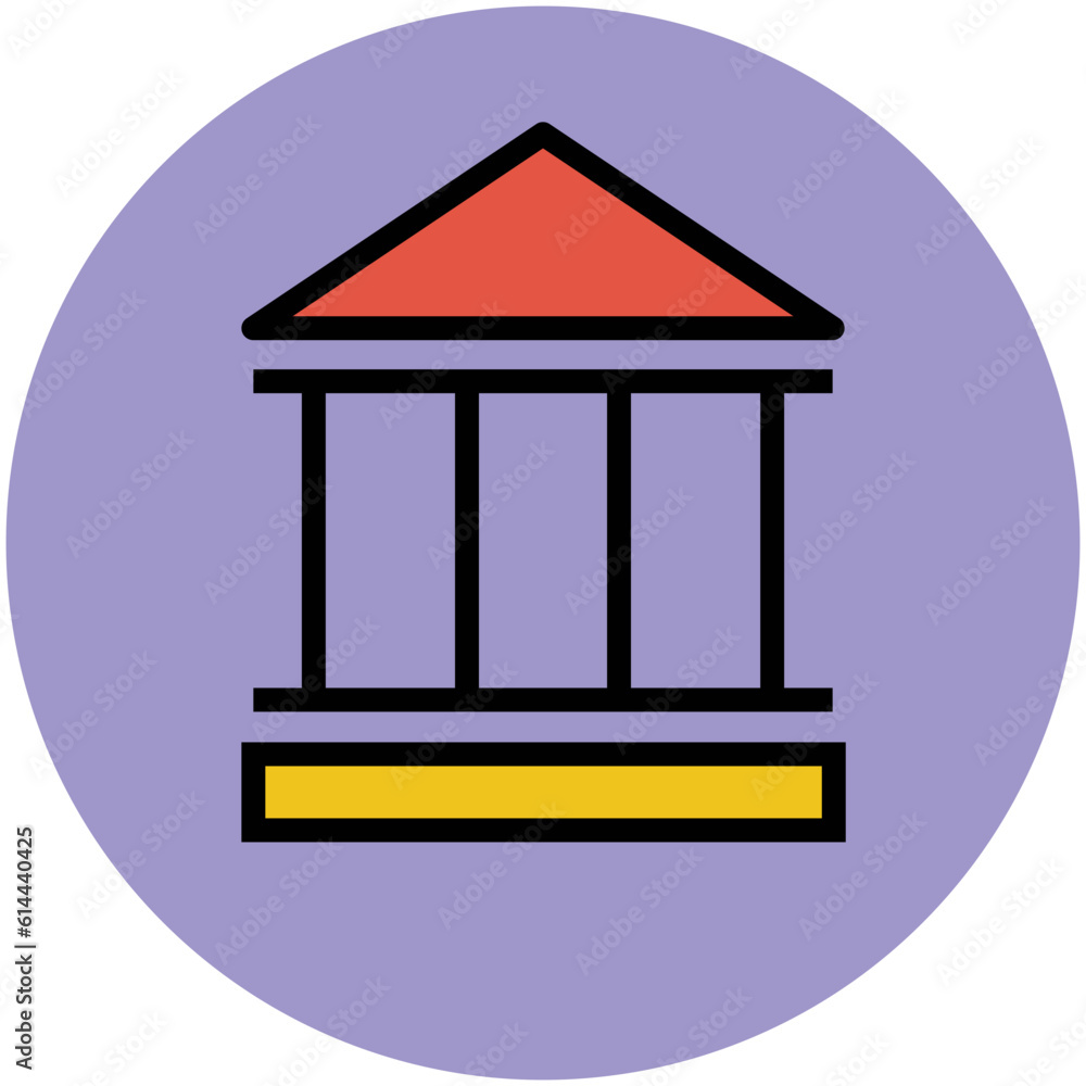 An editable flat icon of bank 
