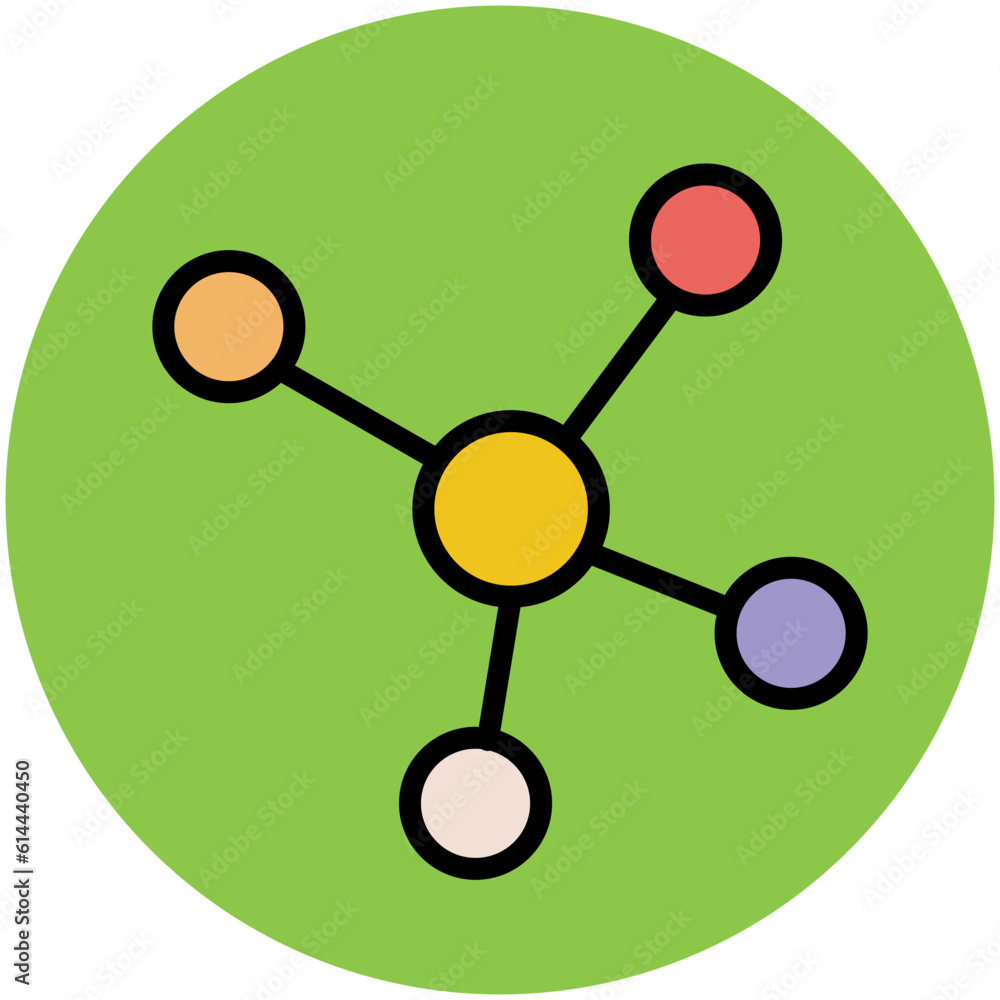 Connected nodes making a molecule, flat icon 
