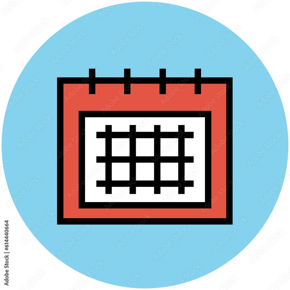 A flat rounded icon of calendar A flat rounded icon of calendar