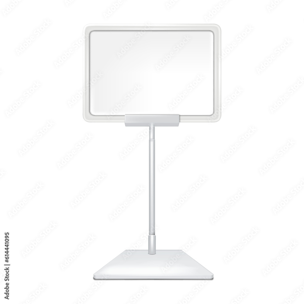 Blank pop display stand isolated on white backgrou realistic mock-up. Information shelf label for retail store vector mockup. Supermarket price tag holder board template for design Blank pop display stand isolated on white backgrou realistic mock-up. Information shelf label for retail store vector mockup. Supermarket price tag holder board template for design