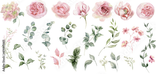 Fototapete Watercolor floral illustration