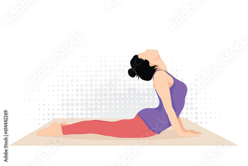 Young woman practicing urdhva mukha svanasana yoga, fitness yoga exercise. photo