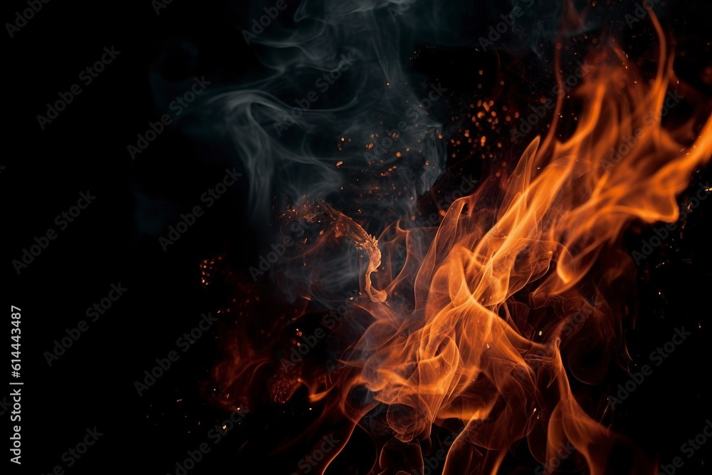 Fire on a black background