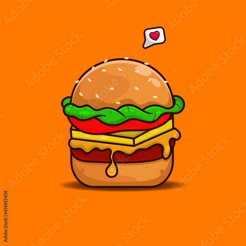 Vector burger vector cartoon art illustration on isolated background