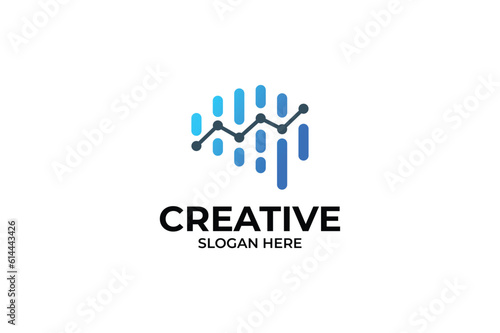 Creative brain and growth data finance logo design template 