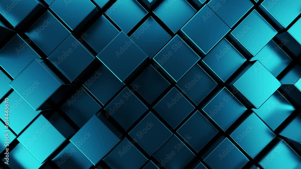 Blue 3d abstract background. Cube mosaic surface animated pattern. Creative blank with squares motion waves. Futuristic texture wall for creative broadcast concept. Seamless loop. Blue 3d abstract background. Cube mosaic surface animated pattern. Creative blank with squares motion waves. Futuristic texture wall for creative broadcast concept. Seamless loop.