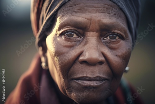 A contemplative black senior woman closing eyes in meditation Generative AI