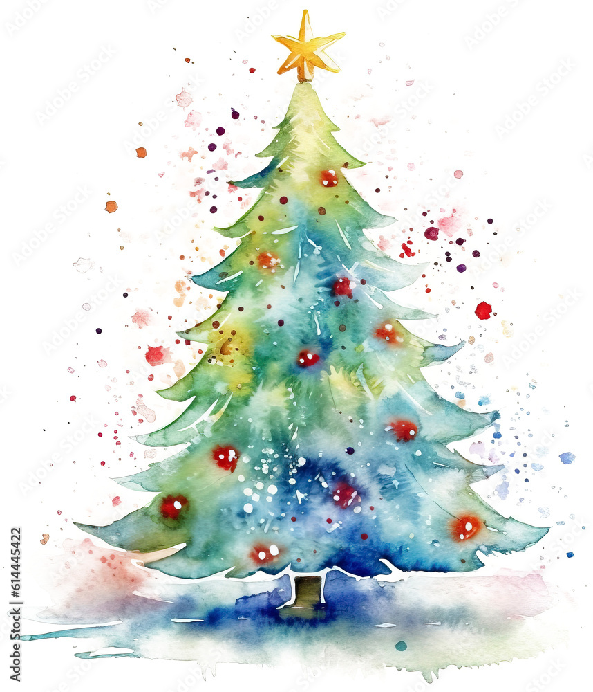 Pine tree watercolor transparent background