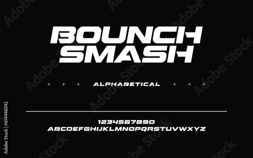 Bounch Smash Modern abstract alphabet font. typography Creative fashion futuristic font and with numbers. vector illustration