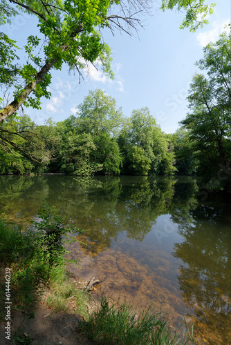 Loiret river in Olivet village. Loire vally