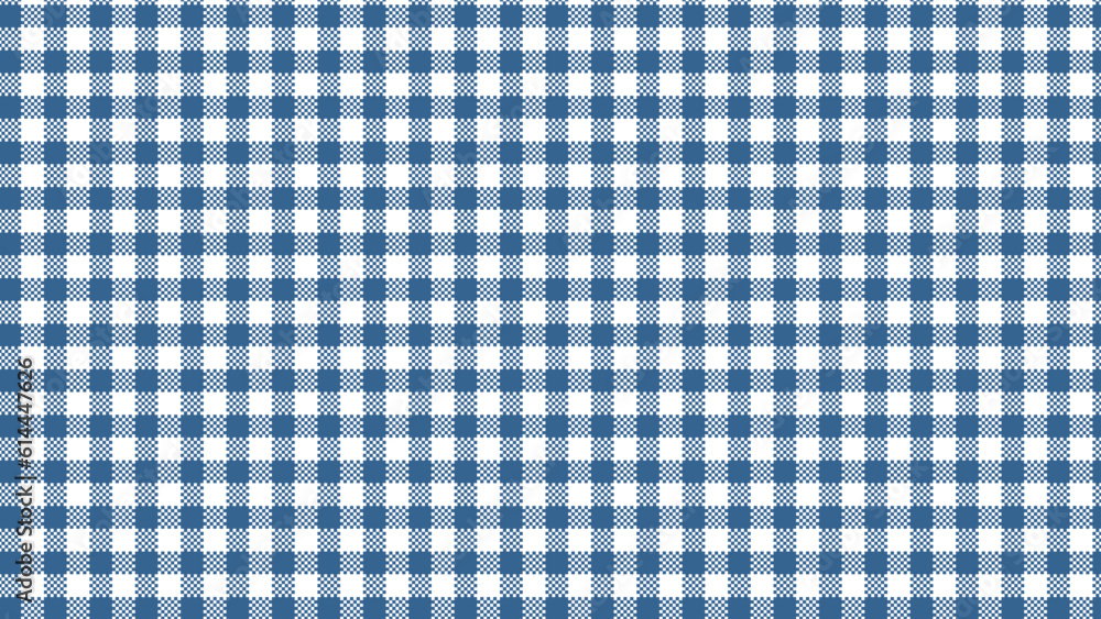 Blue gingham tablecloth. Red fabric pattern texture - vector textile background. Kitchen table cloth - obrazy, fototapety, plakaty 