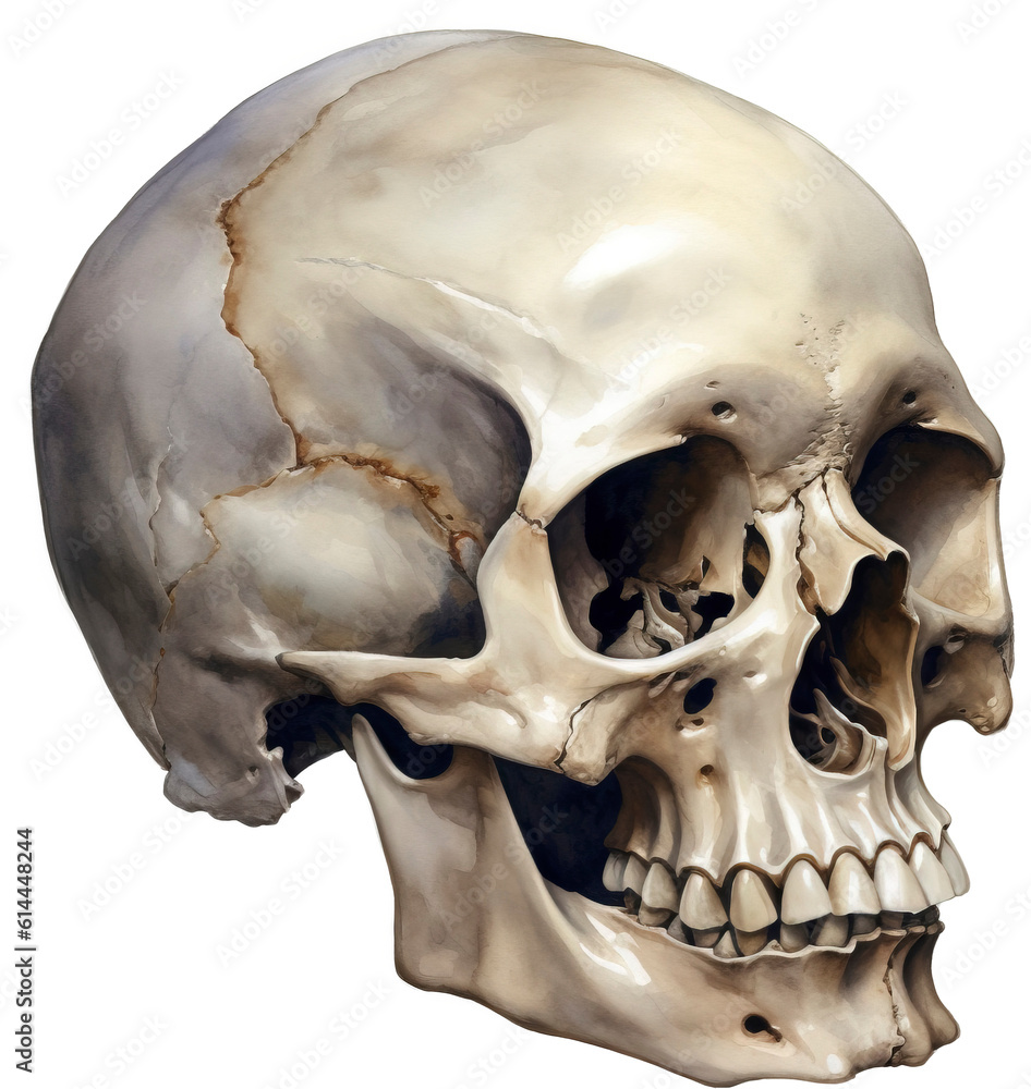 Skull watercolor painting png download Skull watercolor painting png download