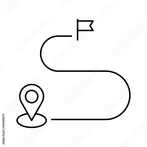 Path travel and tourism icon with black outline style. life, presentation, walking, solution, timeline, idea, choose. Vector Illustration
