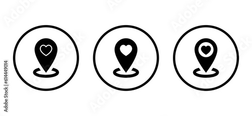 Love pin icon vector. Favorite place sign symbol