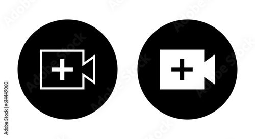 Create video icon vector. Upload videos button sign symbol