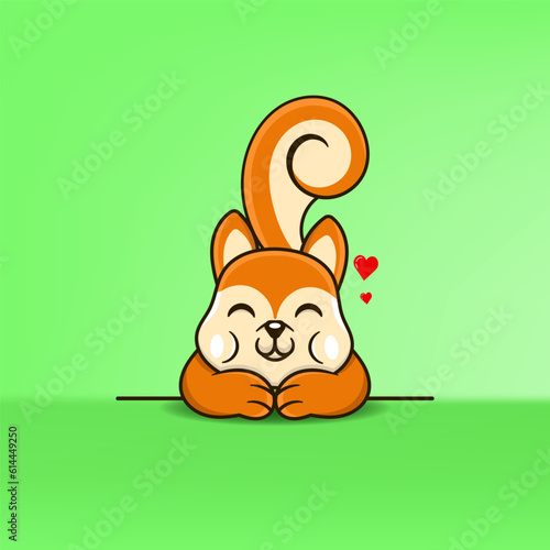 Cute squirrel with smile face. vector illustration of cartoon animal.