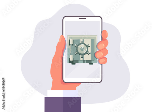 Secure payment bank fraud safe mobile app isolated concept. Vector design graphic illustration
