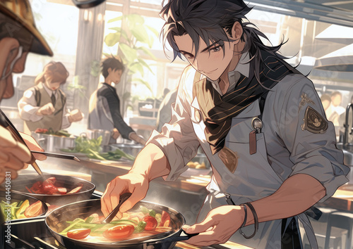 anime cartoon male masterchef cook . Generative AI