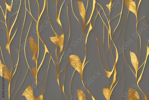 Abstract retro gold foil art pattern, gray background, cover background design - generative ai