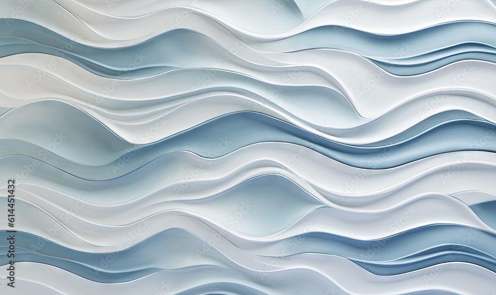 Fototapeta premium an abstract background of wavy blue and white lines and waves of varying sizes and shapes, with a soft light blue hue to the top right of the image. generative ai