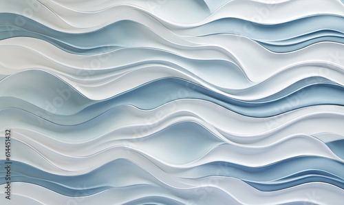  an abstract background of wavy blue and white lines and waves of varying sizes and shapes, with a soft light blue hue to the top right of the image. generative ai