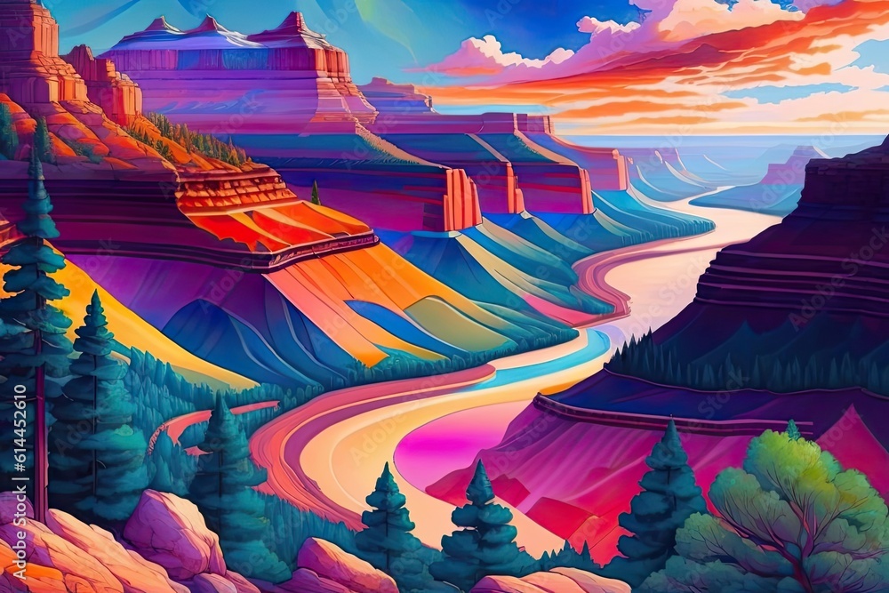 Fantasy Colorful Landscape Nature Background