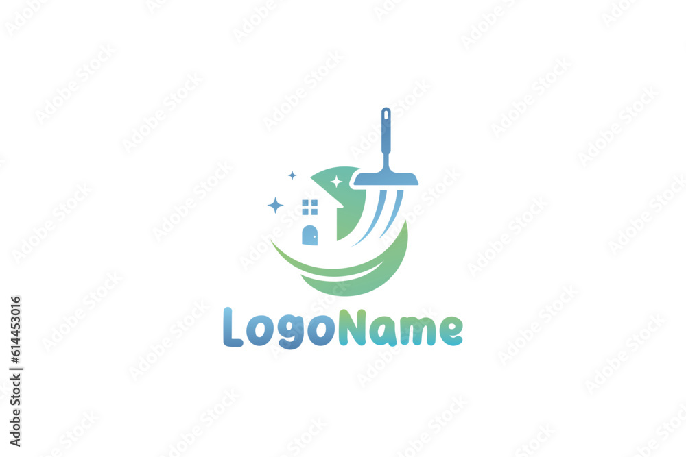Creative logo design depicting a house with a window whiper and a leaf, designated to the cleaning industry. Creative logo design depicting a house with a window whiper and a leaf, designated to the cleaning industry.