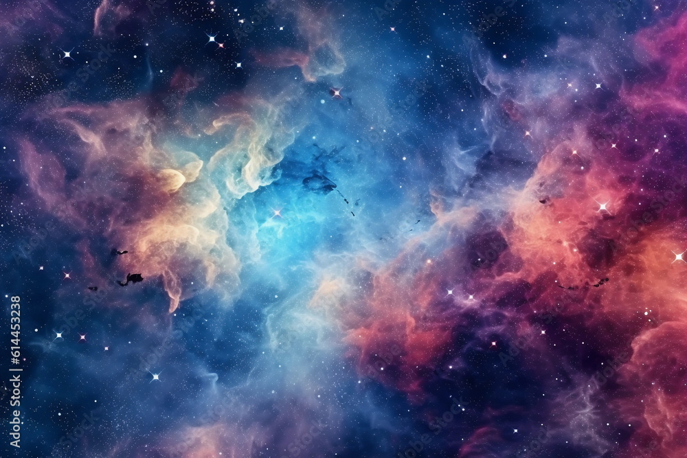 Nebula, galaxies and dust in space. Abstract background. Generative AI Nebula, galaxies and dust in space. Abstract background. Generative AI