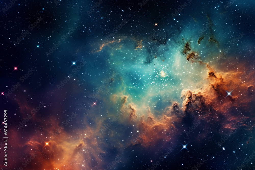 Nebula, galaxies and dust in space. Abstract background. Generative AI Nebula, galaxies and dust in space. Abstract background. Generative AI