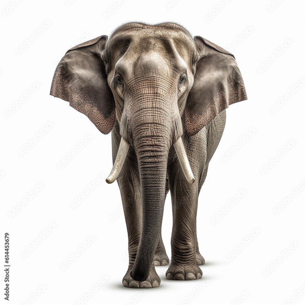 Fototapeta premium 象 （アジアゾウ） 白背景 AI生成画像 ジェネレーティブAI