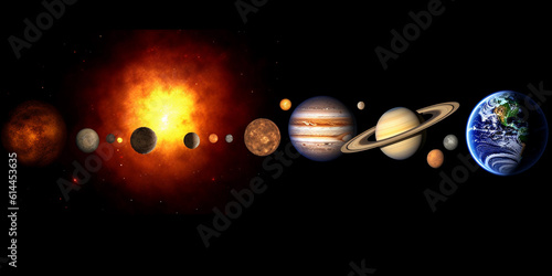 Solar system with many planets. Generative AI
