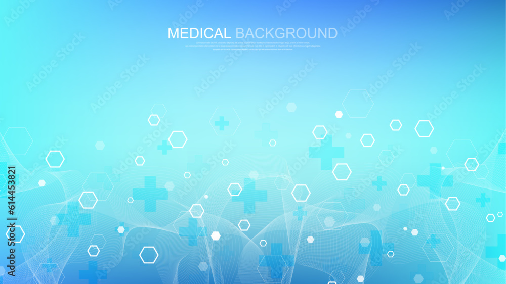 Health care and medical pattern innovation concept background design. Abstract geometric hexagons shape medicine and science background. Vector illustration